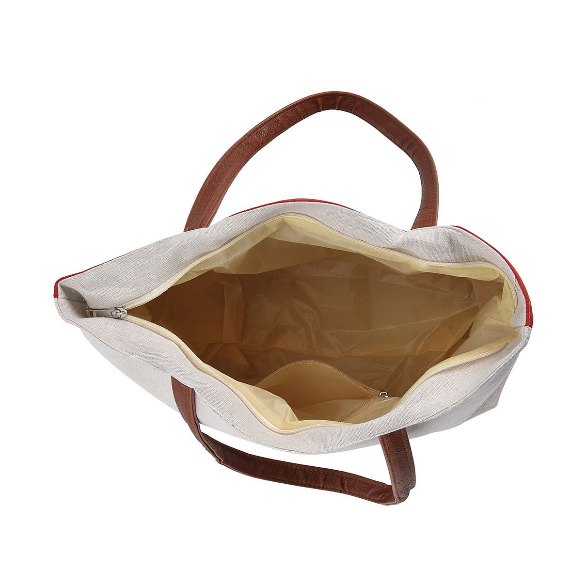 Christmas Collection - Santa Hat Pattern Tote Bag with Exterior Zipped Pocket and Handle Drop - Red 7595656 3