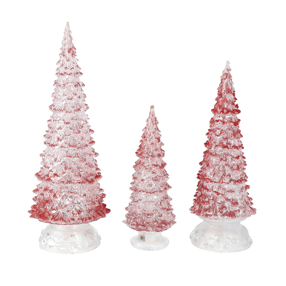 Christmas Decoration- 3 Piece Set Red Colour Crystal Tree with Colour Changing LED Lights 3640181 0