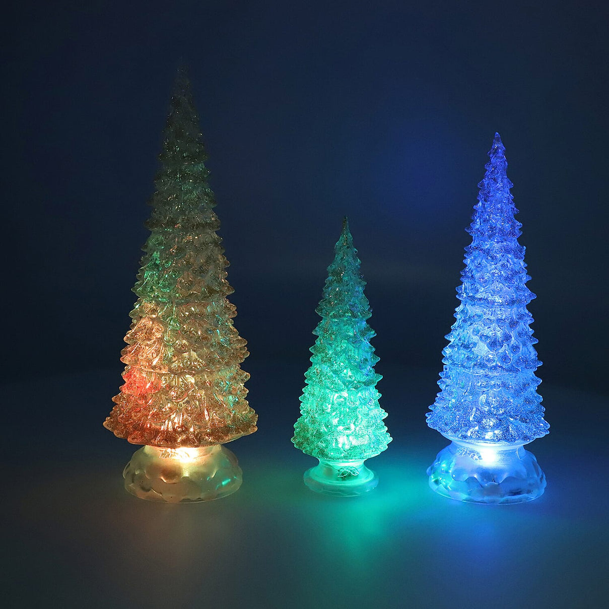 Christmas Decoration- 3 Piece Set Red Colour Crystal Tree with Colour Changing LED Lights 3640181 1