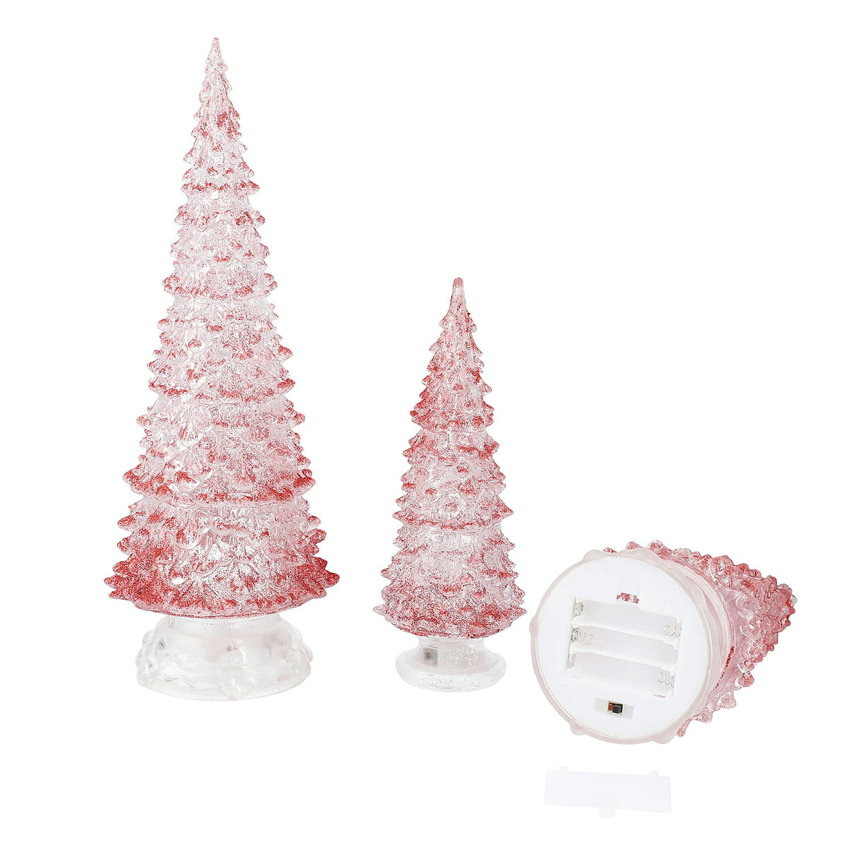 Christmas Decoration- 3 Piece Set Red Colour Crystal Tree with Colour Changing LED Lights 3640181 2