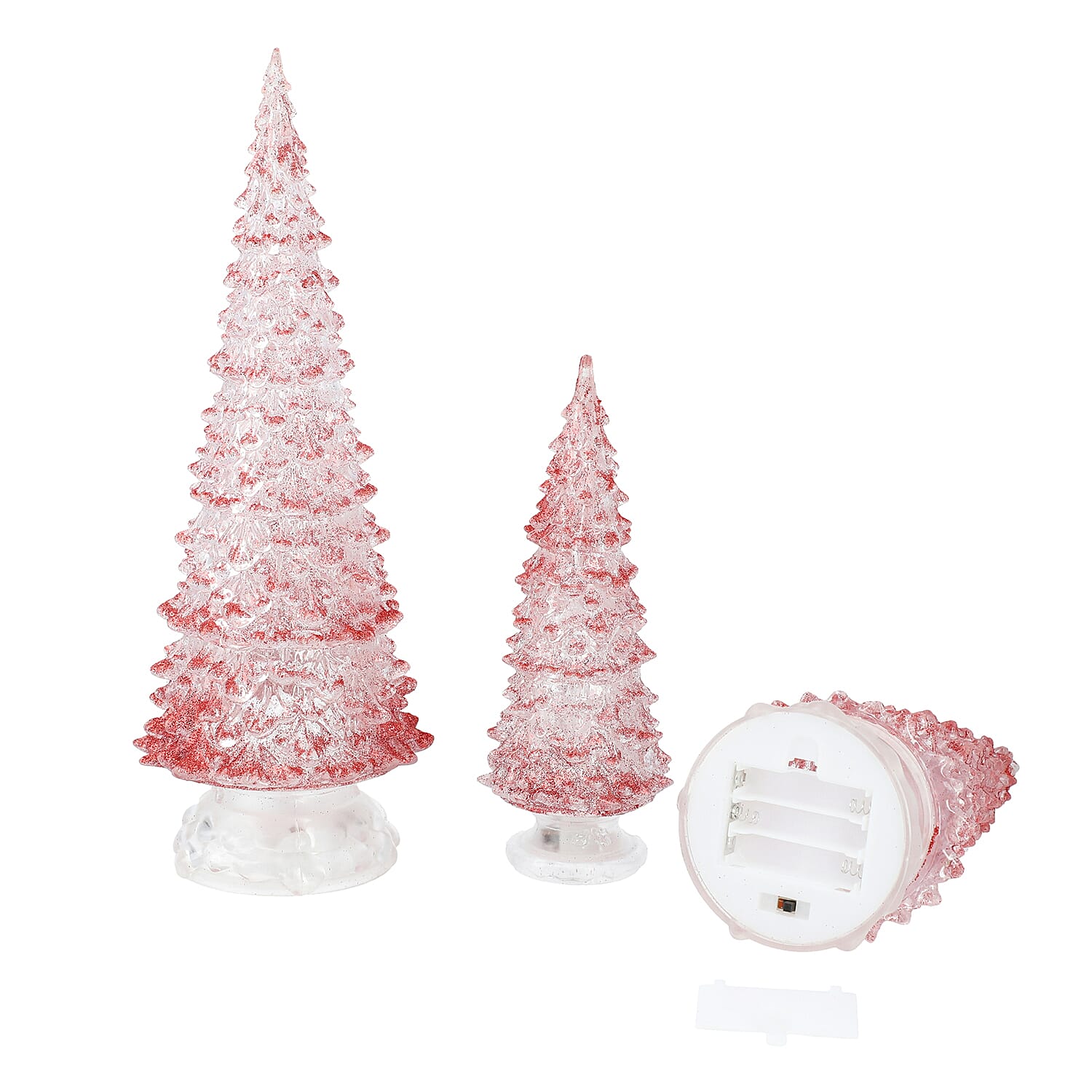 Christmas Decoration- 3 Piece Set Red Colour Crystal Tree with Colour Changing LED Lights 3640181 2