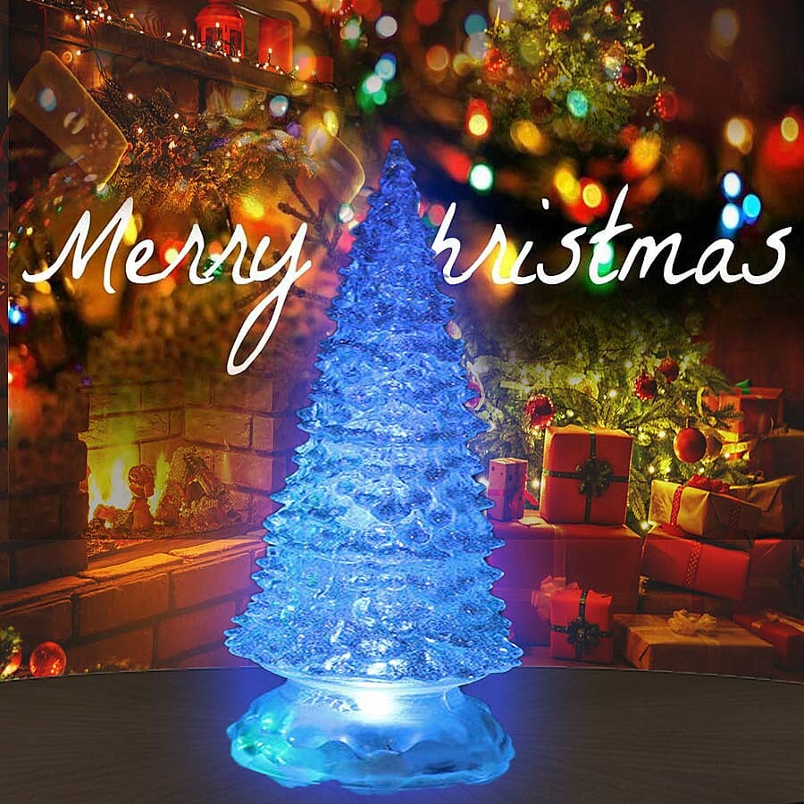 Christmas Decoration- 3 Piece Set Red Colour Crystal Tree with Colour Changing LED Lights 3640181 3
