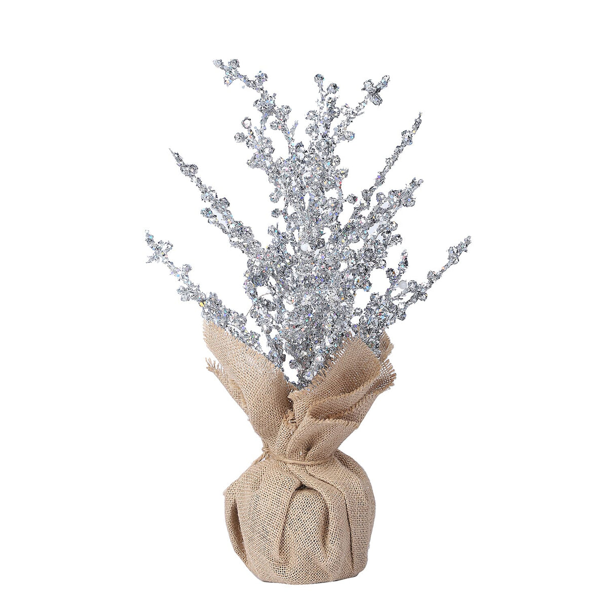 Christmas Decorative - Silvery Glitter Tree LED Light Linen Flowerpot (Size 50x11 Cm) 6272101 0