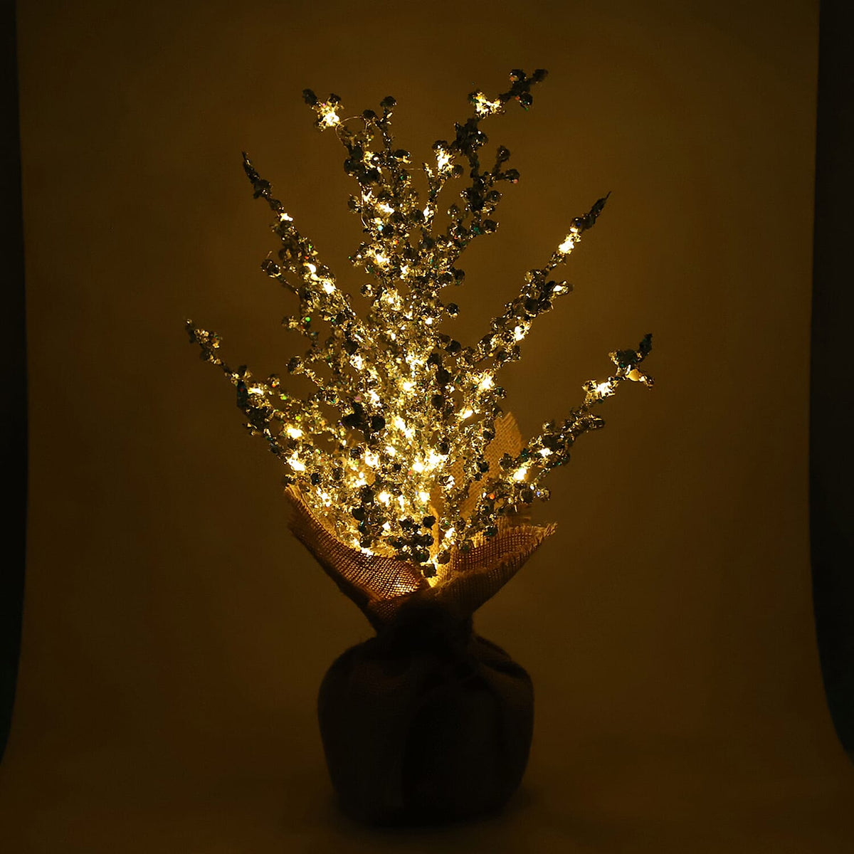 Christmas Decorative - Silvery Glitter Tree LED Light Linen Flowerpot (Size 50x11 Cm) 6272101 2