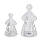 Set of 2 Lighted Glass Angels Christmas Ornament