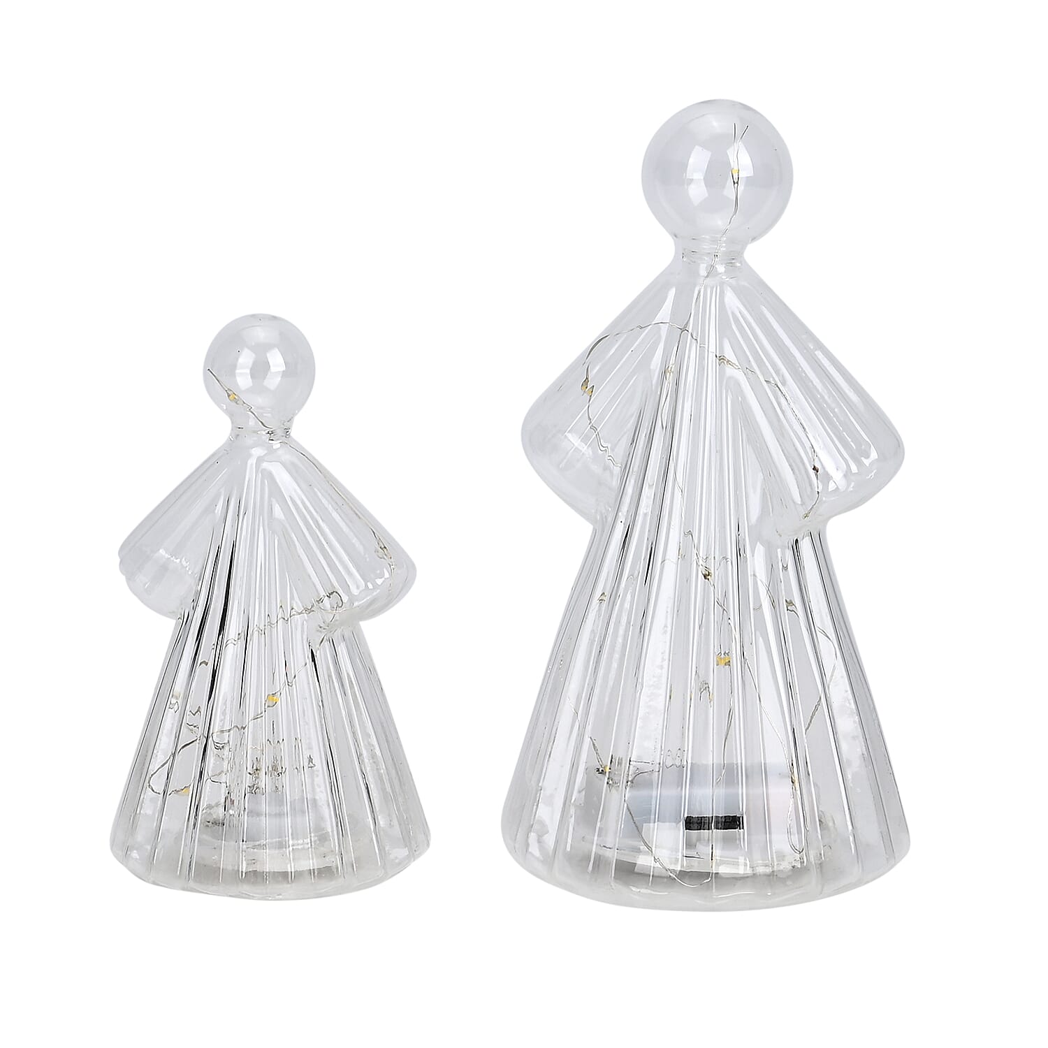Set of 2 Lighted Glass Angels with LED Lights 7796737 0