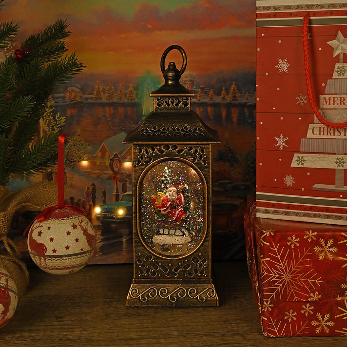 Vintage Lantern with Snow Globe - Christmas Decor - Battery-Operated 7796980 2