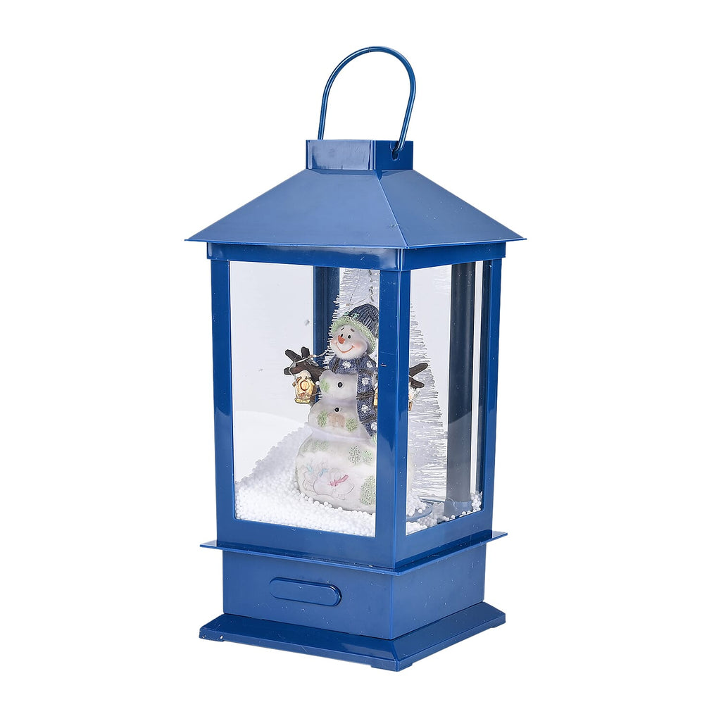 Christmas Snow Lanterns (Size - 17x17x35 cm) With 3 LED Light Blue