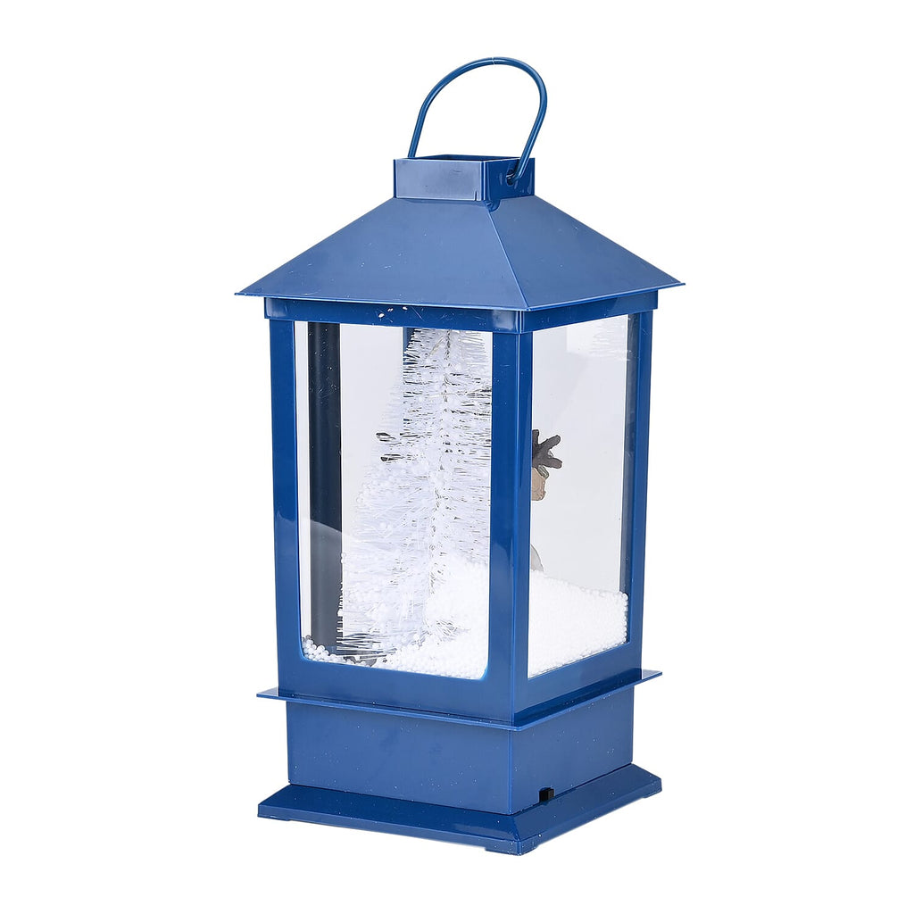 Christmas Snow Lanterns (Size - 17x17x35 cm) With 3 LED Light Blue
