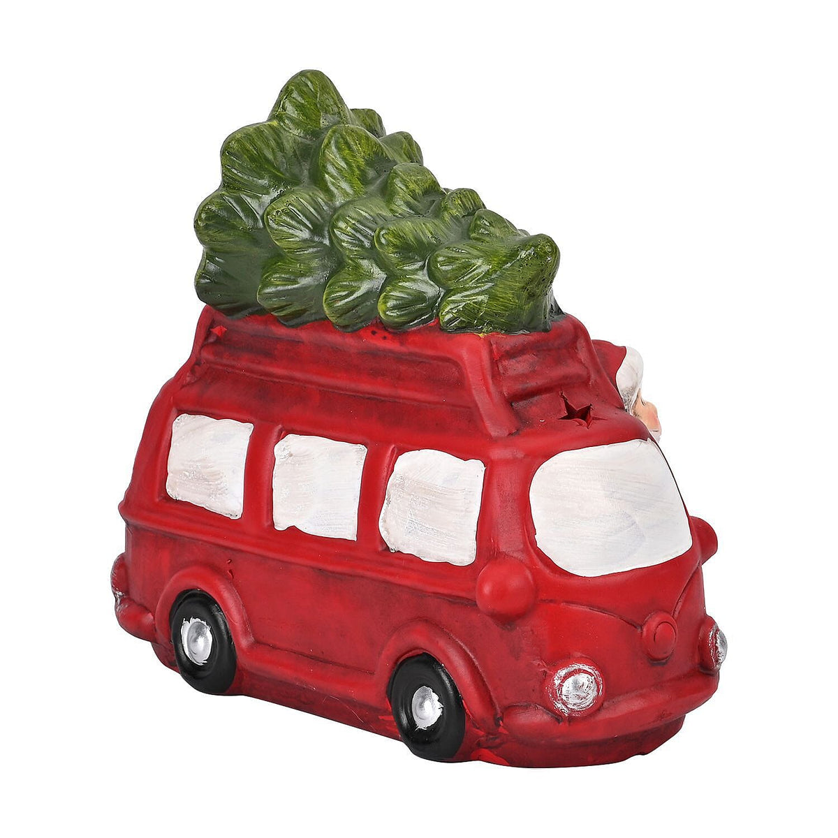 Ceramic Decoration Van, Santa - Reindeer Shape with Led Light (Size 19x16x9 cm) - Red - White 7583504 4