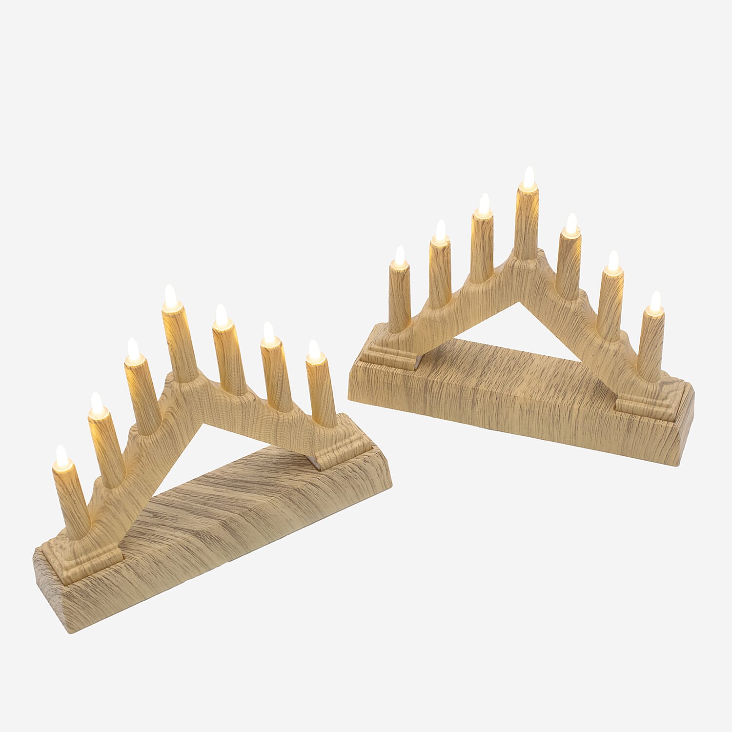 Set of 2 Classic and Elegant Seven Candles Bulb Christmas Candle Bridge (Battery Operated) - Brown 7551558 0
