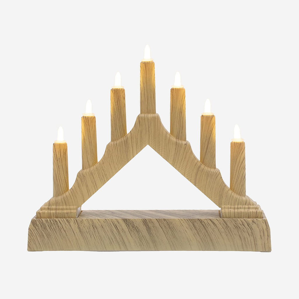 Set of 2 Classic and Elegant Seven Candles Bulb Christmas Candle Bridge (Battery Operated) - Brown