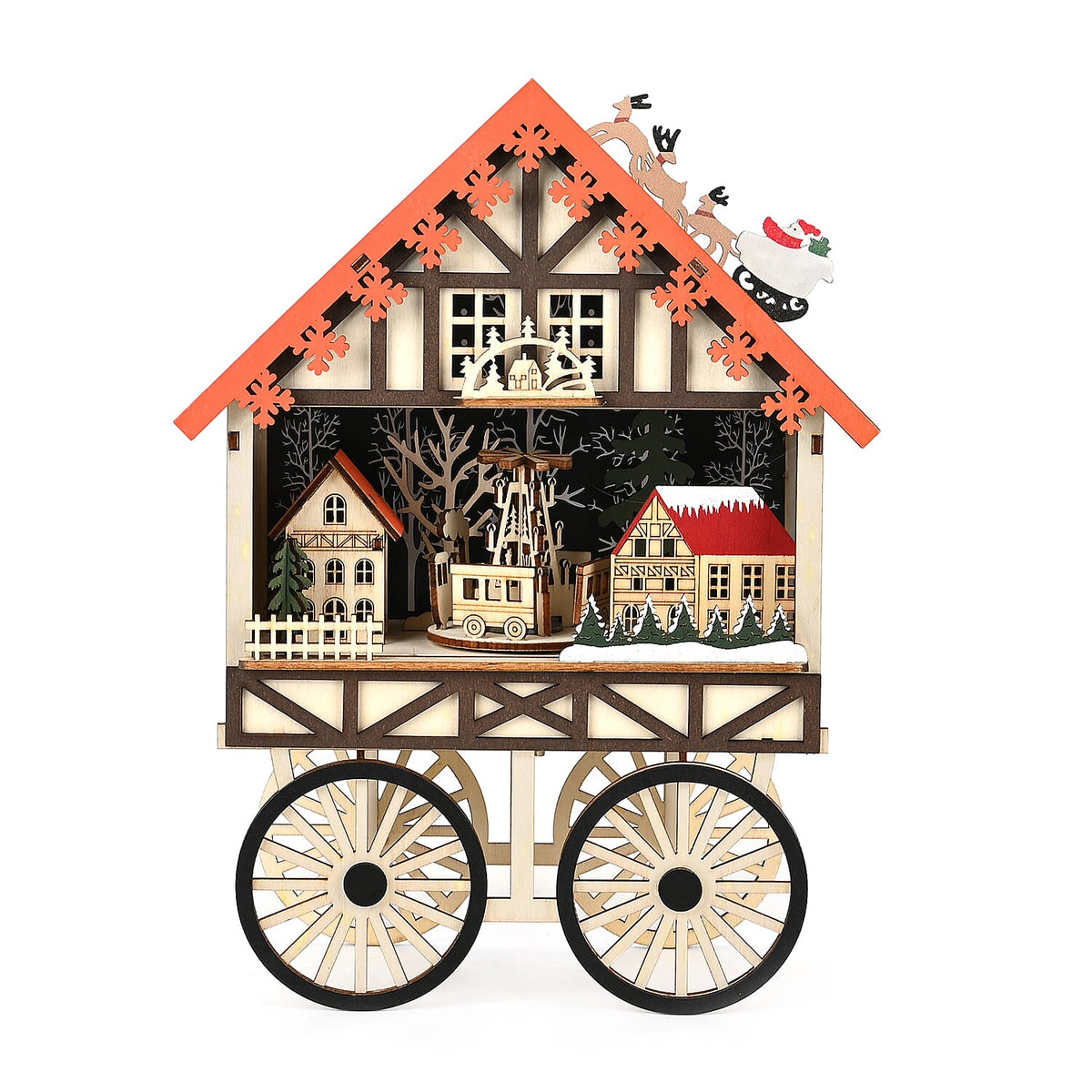 Musical LED Wooden Wagon Christmas Village Scene 7796852 0