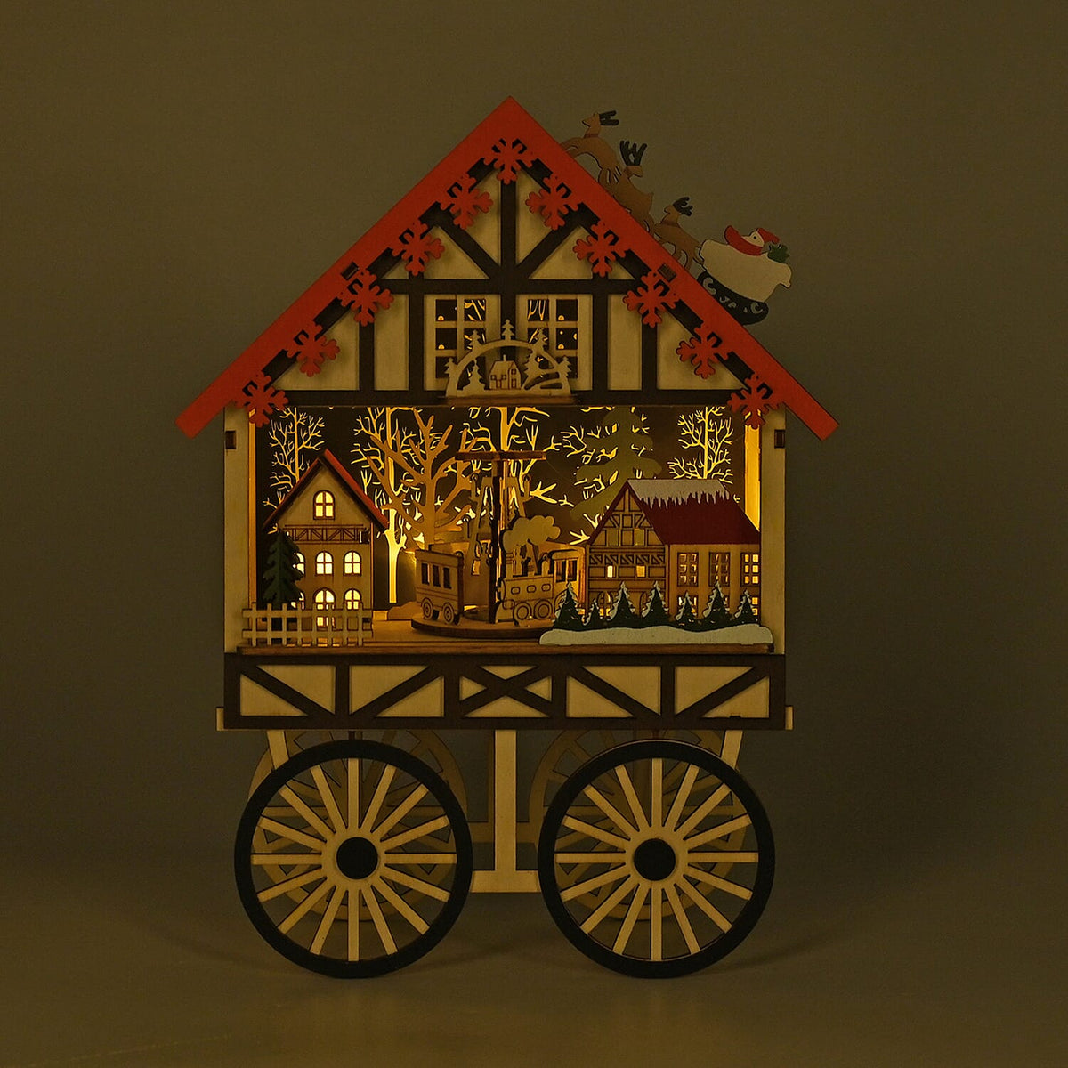 Musical LED Wooden Wagon Christmas Village Scene 7796852 2
