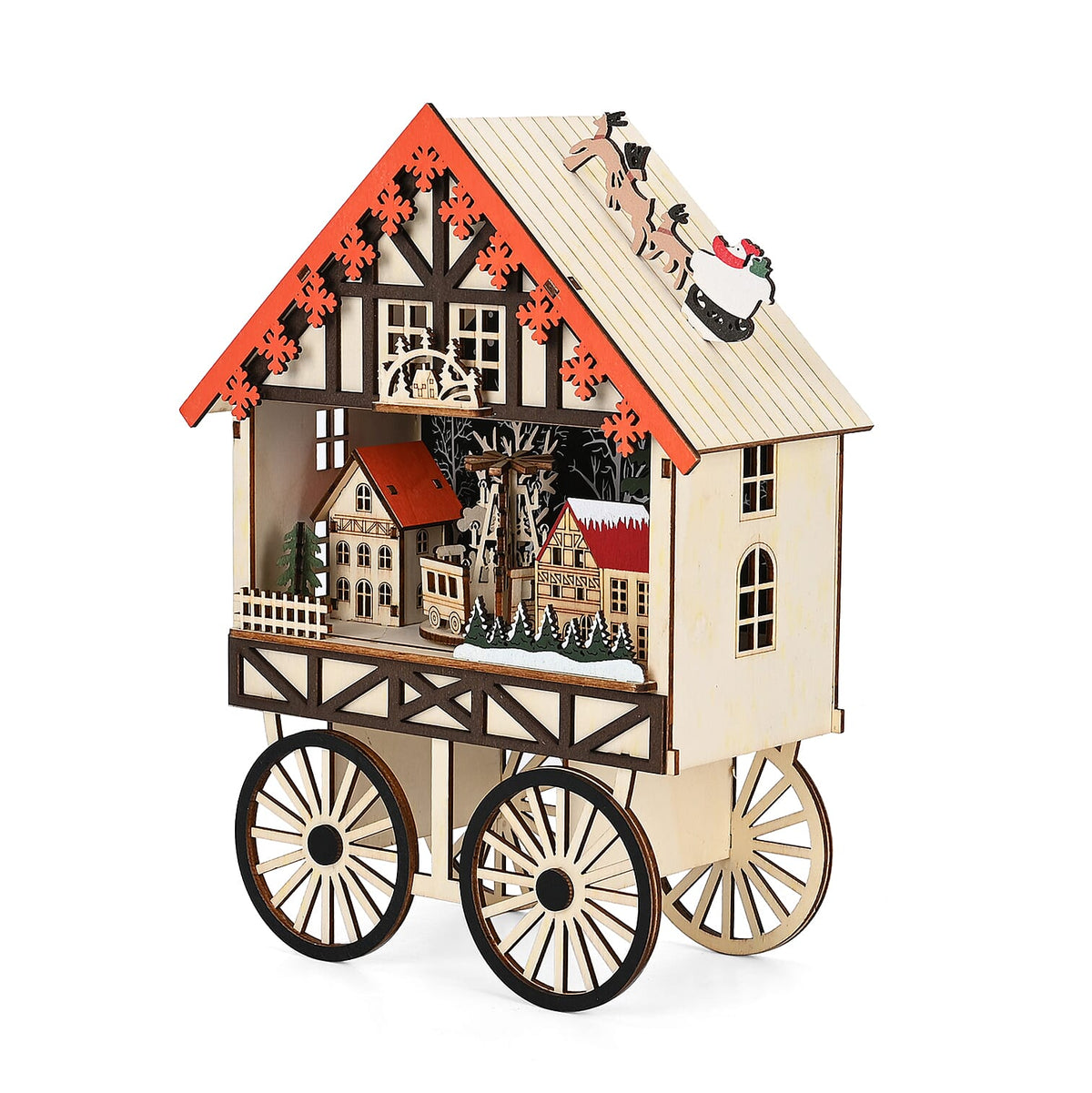 Musical LED Wooden Wagon Christmas Village Scene 7796852 3