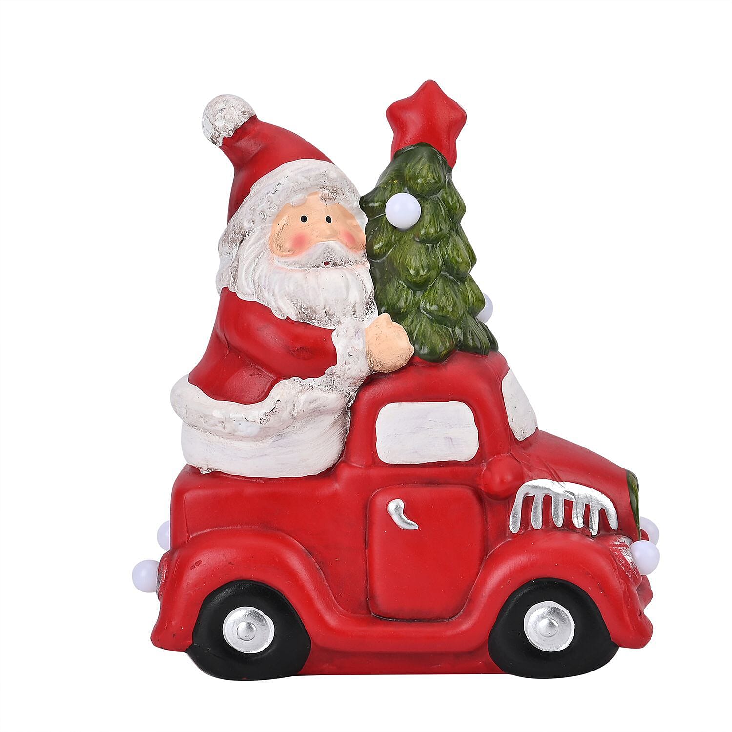Ceramic Decoration Truck and Santa Clause Shape with Led Light (Size 22x20x9 cm) - Red - White 7583512 0
