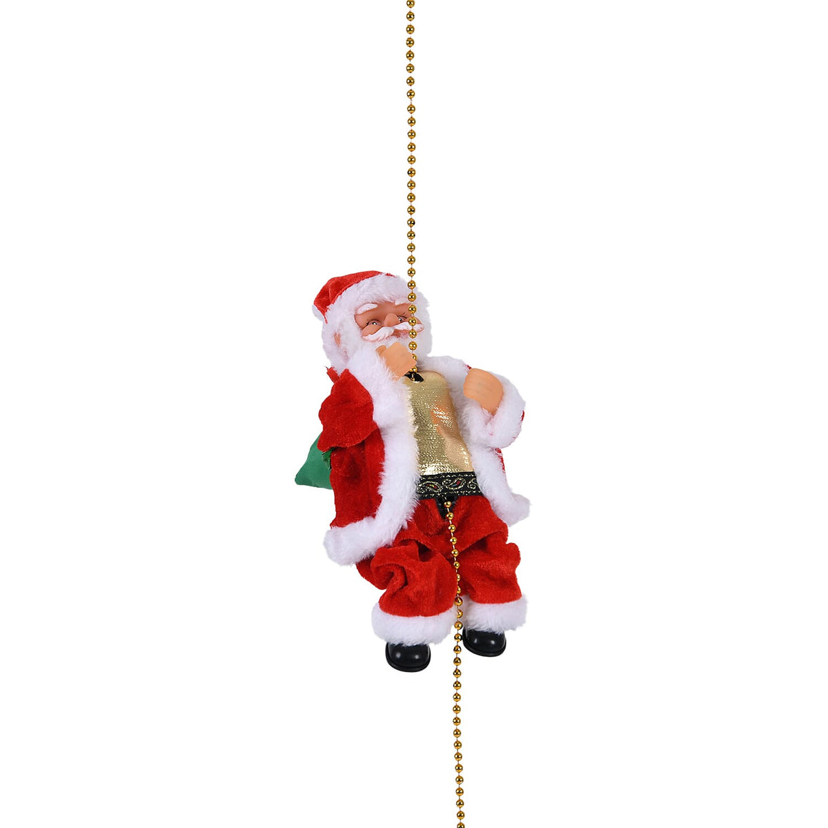 Animated Climbing Santa with Golden Pearls &amp; Music (23 cm) Powered by 3 AA Batteries (not inc.) - Red &amp; White 8217767 4