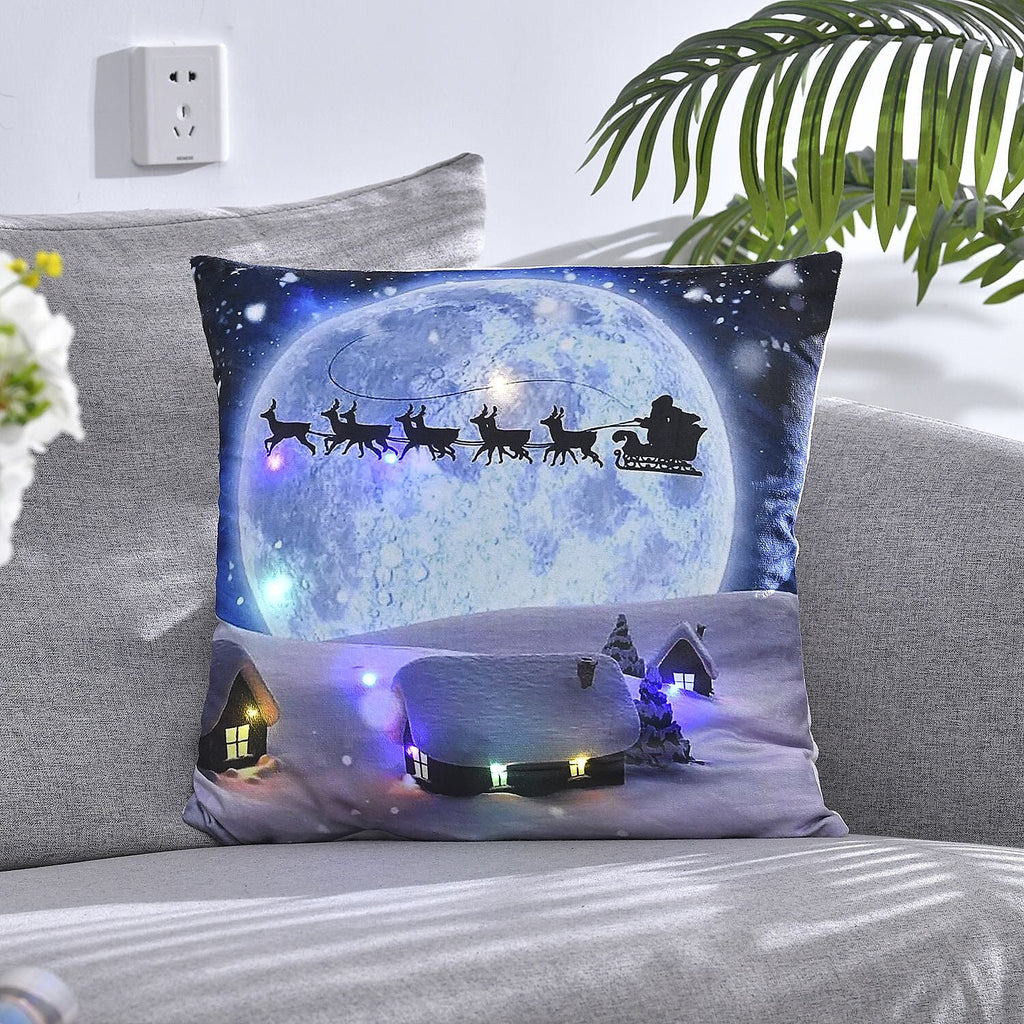 Christmas Theme LED Cushion Cover (Size 45 Cm) - Multi