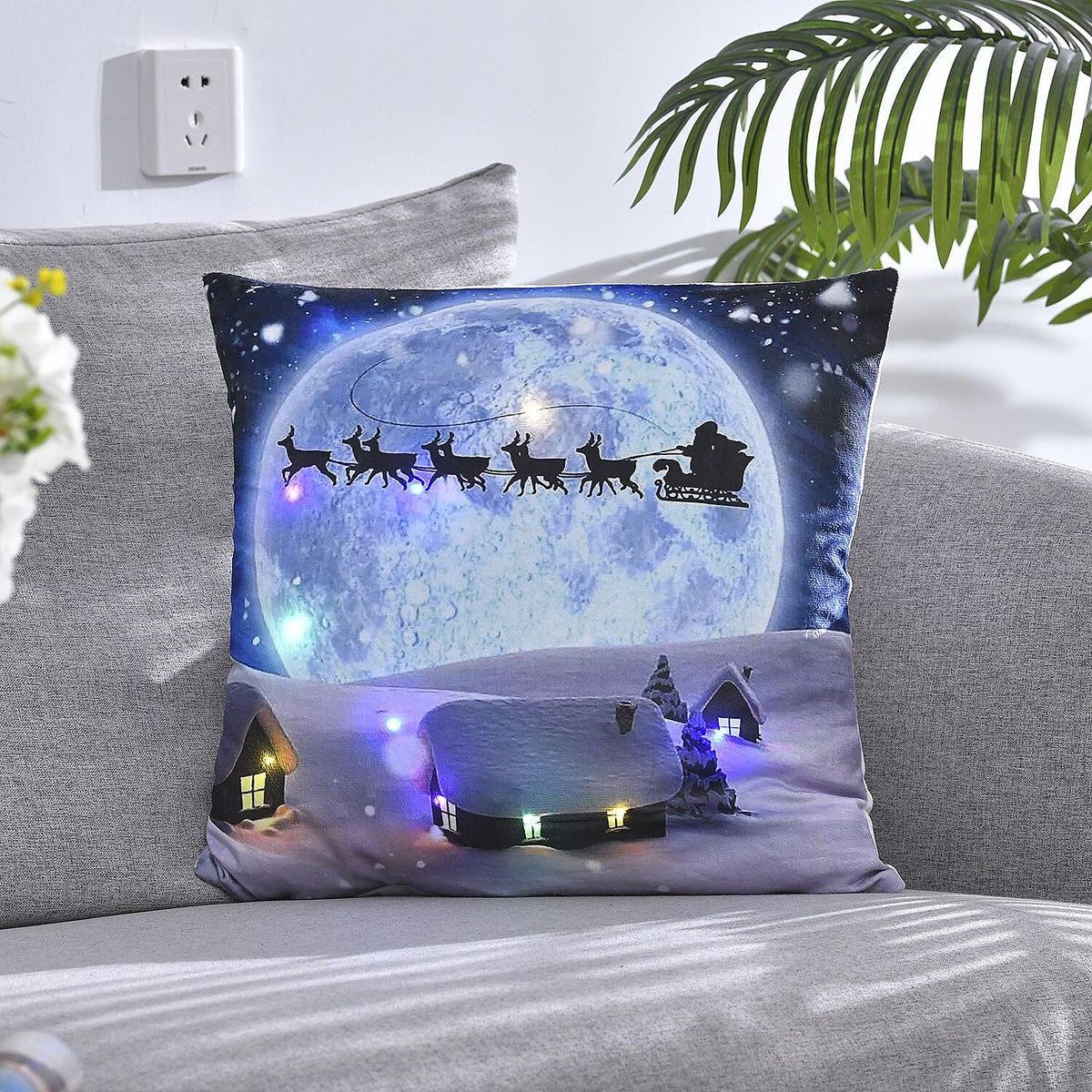 Christmas Theme LED Cushion Cover (Size 45 Cm) - Multi 8860228 0