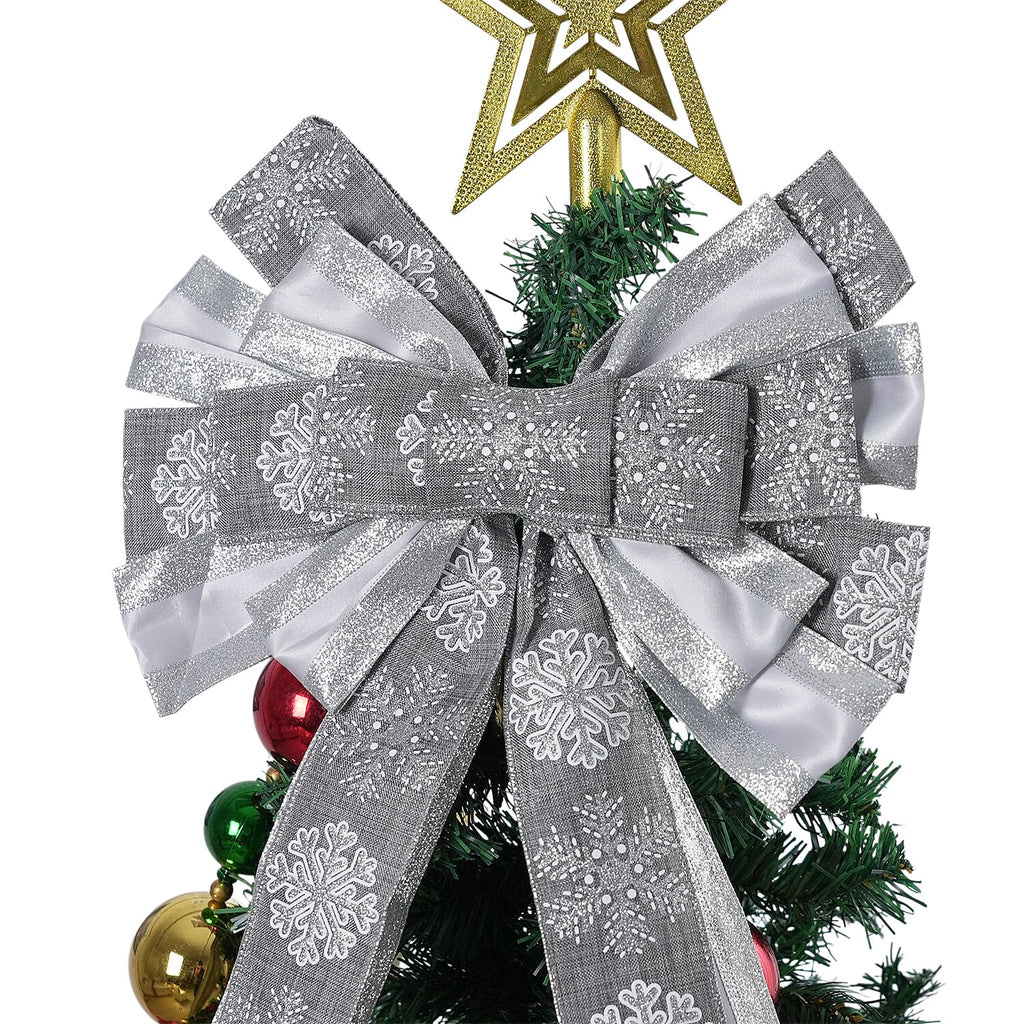 Christmas Tree Top Bow (135 x 33 cm) - Silver