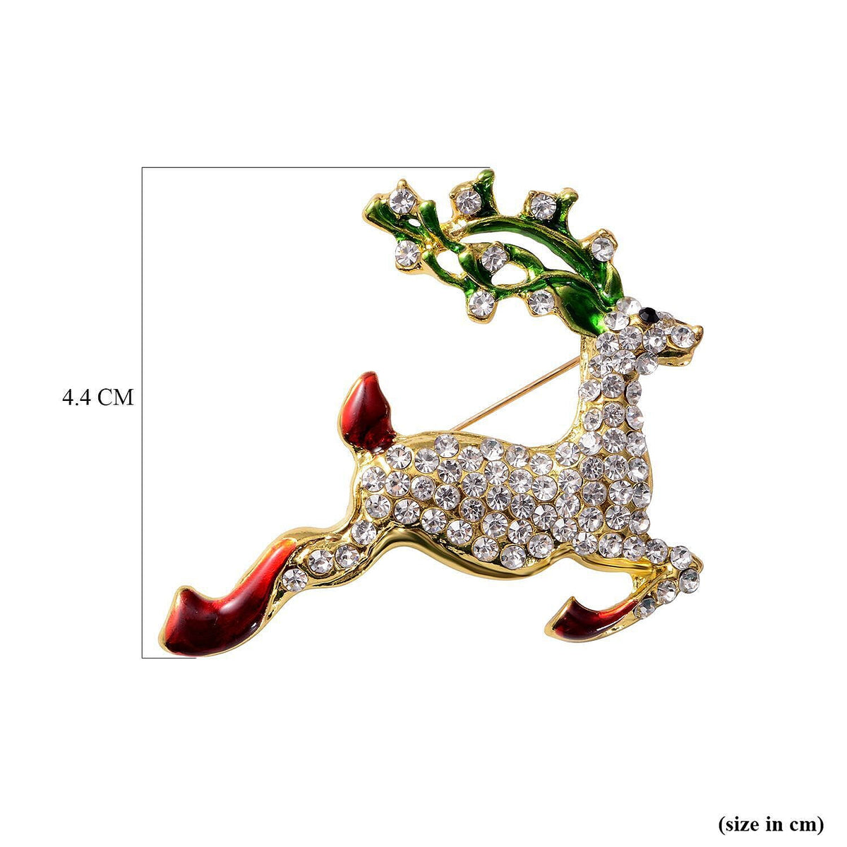 White and Black Austrian Crystal Reindeer Enamelled Brooch in Yellow Gold Tone 7910343 4