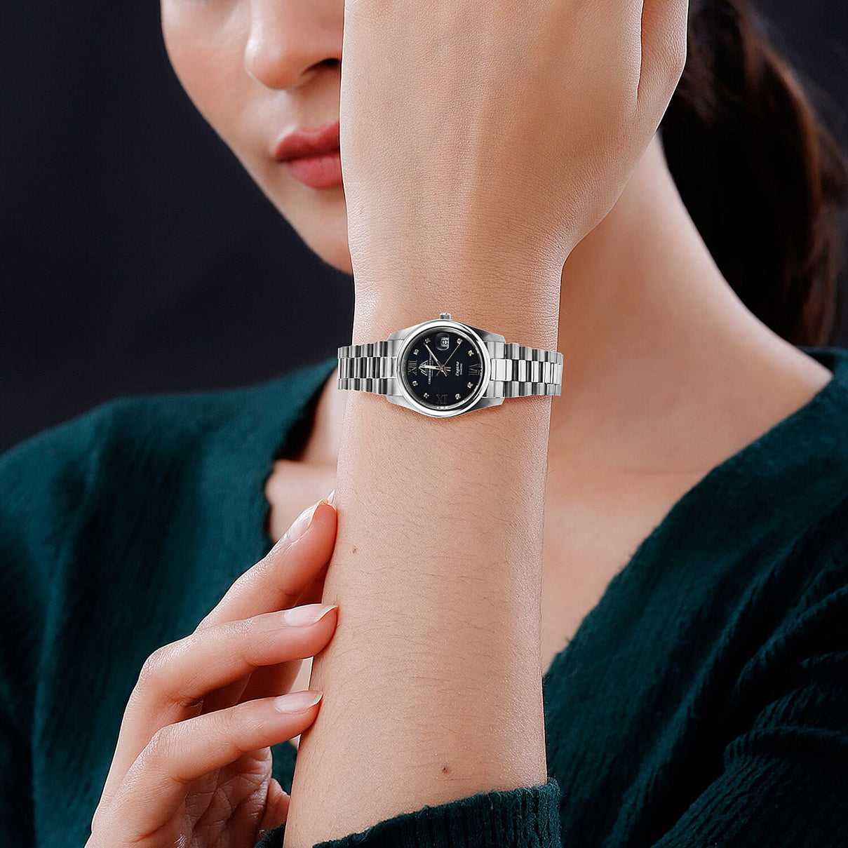 Christophe Duchamp Lugano Swiss Quartz Movt. Blue Dial 50 ATM Water Resistant Watch with Silver Chain Strap 7725465 1