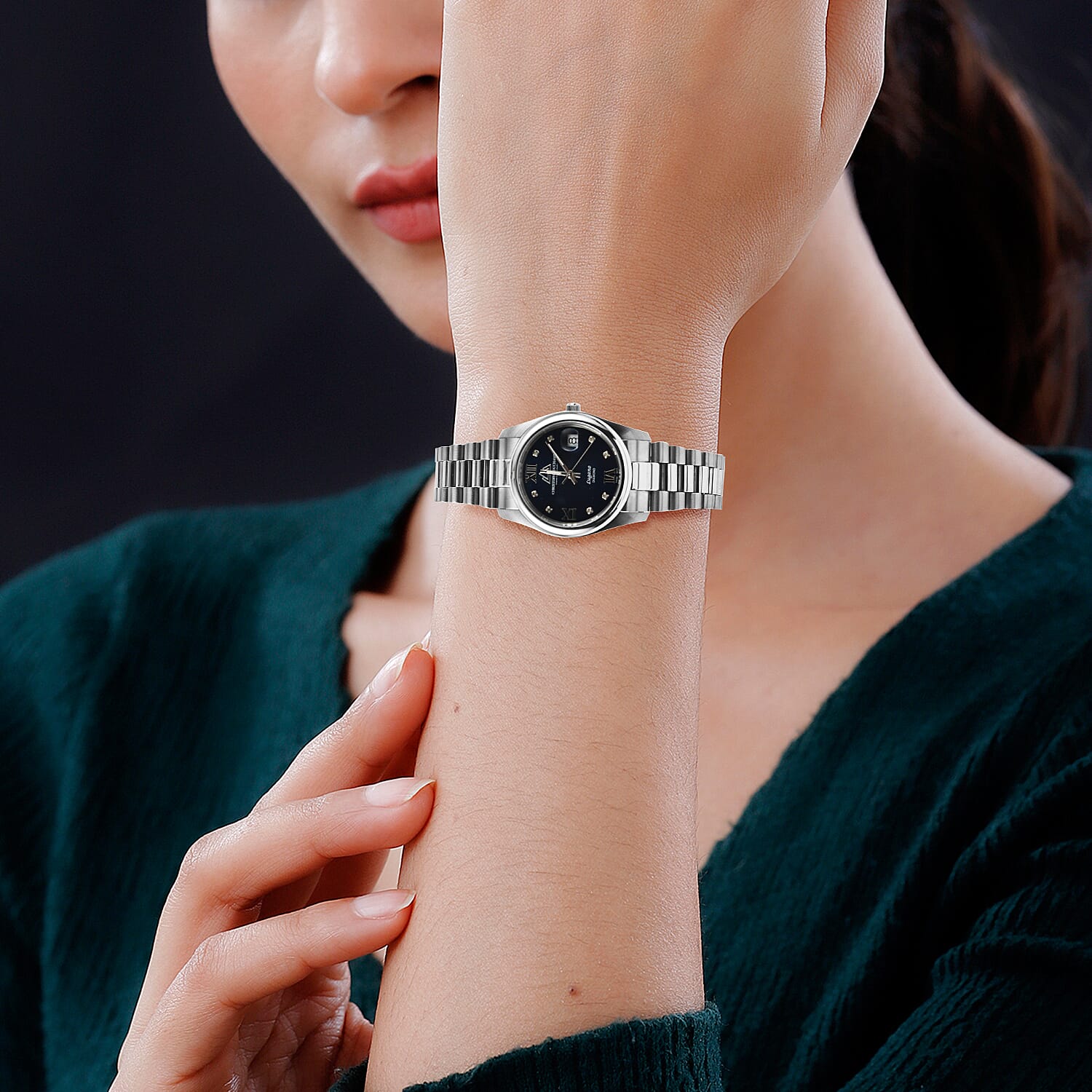 Christophe Duchamp Lugano Swiss Quartz Movt. Blue Dial 50 ATM Water Resistant Watch with Silver Chain Strap 7725465 1