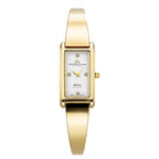 Christophe Duchamp Swiss Made Movt. White Rectangular Dial Ladies Watch with Gold Colour Stainless Steel Solid Adjustable Bangle Strap