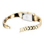 Christophe Duchamp Swiss Made Movt. White Rectangular Dial Ladies Watch with Gold Colour Stainless Steel Solid Adjustable Bangle Strap