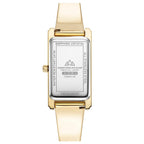 Christophe Duchamp Swiss Made Movt. White Rectangular Dial Ladies Watch with Gold Colour Stainless Steel Solid Adjustable Bangle Strap