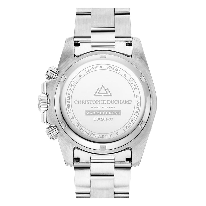 Christophe Duchamp Marine Chrono Swiss Movt.Blue - Red Bezel 20 ATM WR Watch with Stainless Steel Chain Strap 7537760 2