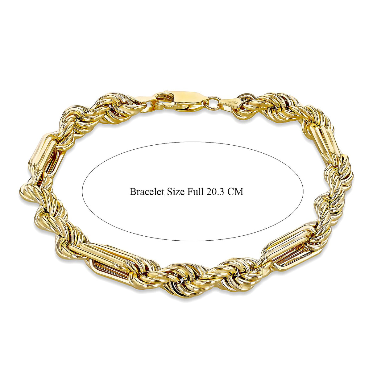 Chunky Figaro Rope Bracelet in 9K Yellow Gold 8 Inch 7567364 4