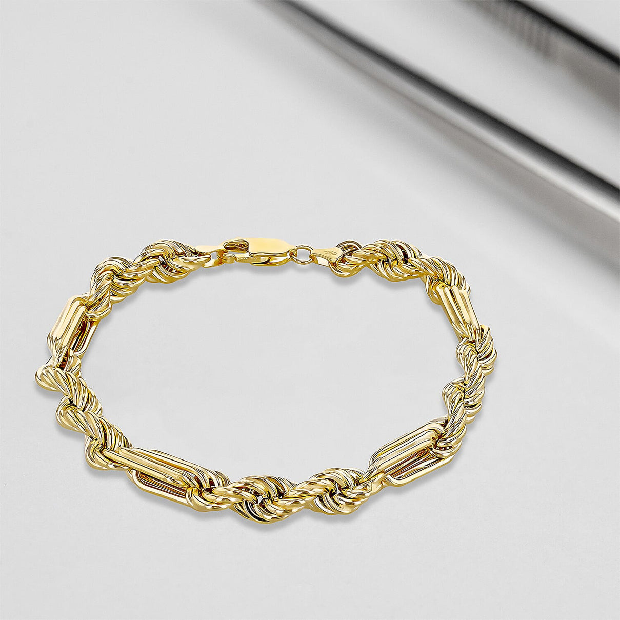Chunky Figaro Rope Bracelet in 9K Yellow Gold 8 Inch 7567364 5