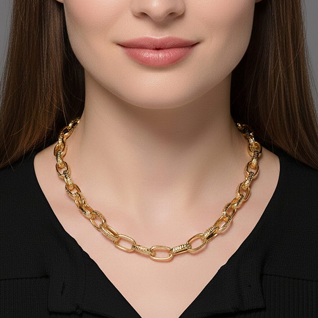 Chunky Paperclip Necklace (Size - 20 - 2 Inch Ext) in Yellow Gold Plated 8282943 5