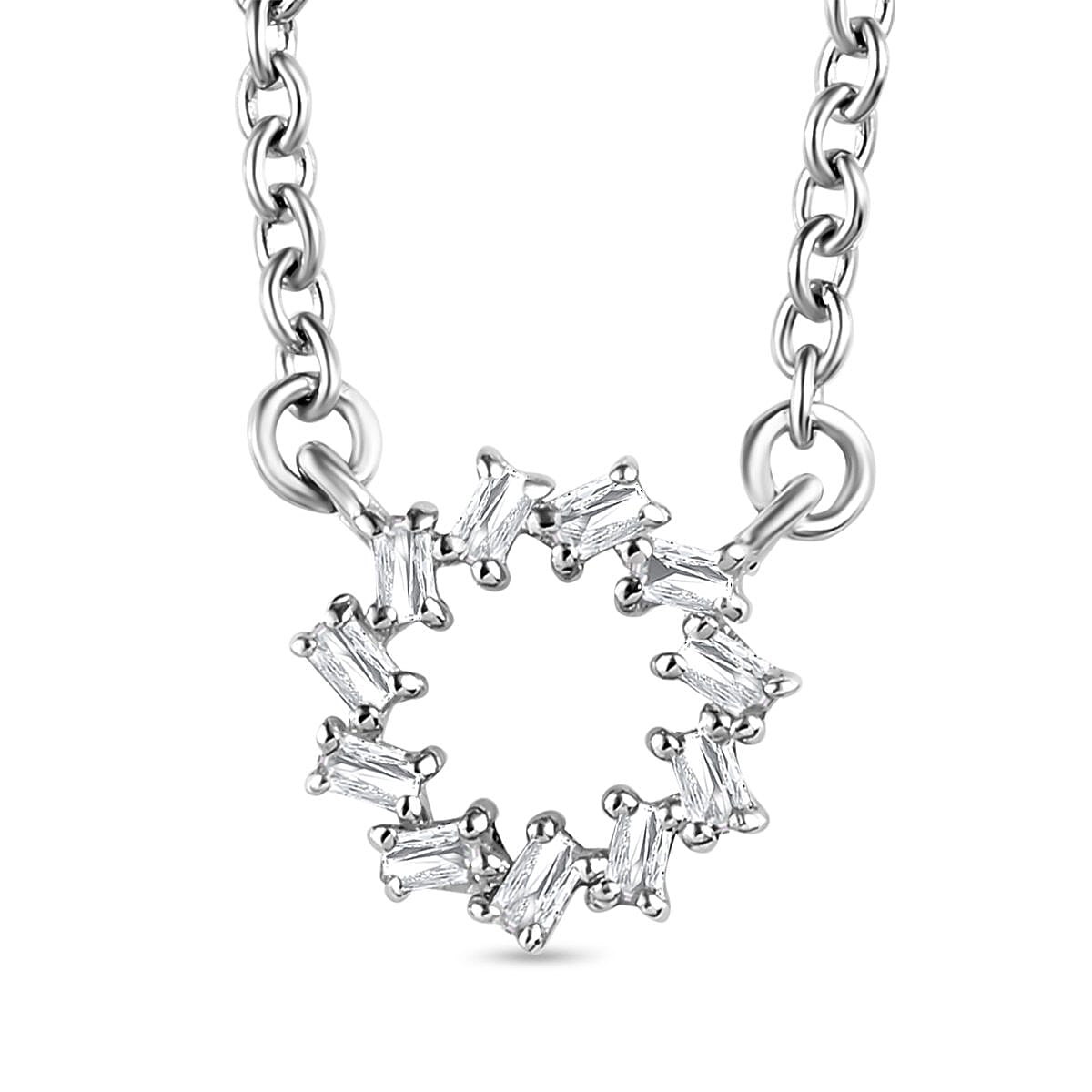 Circle of Life Diamond Necklace (Size - 20) in Platinum Overlay Sterling Silver and Stainless Steel. 7228977 0
