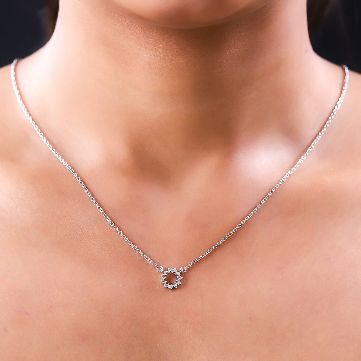 Circle of Life Diamond Necklace (Size - 20) in Platinum Overlay Sterling Silver and Stainless Steel. 7228977 2