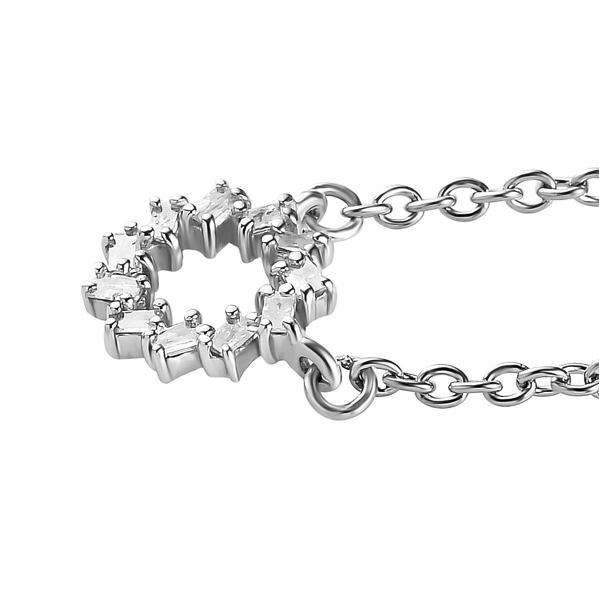 Circle of Life Diamond Necklace (Size - 20) in Platinum Overlay Sterling Silver and Stainless Steel. 7228977 4