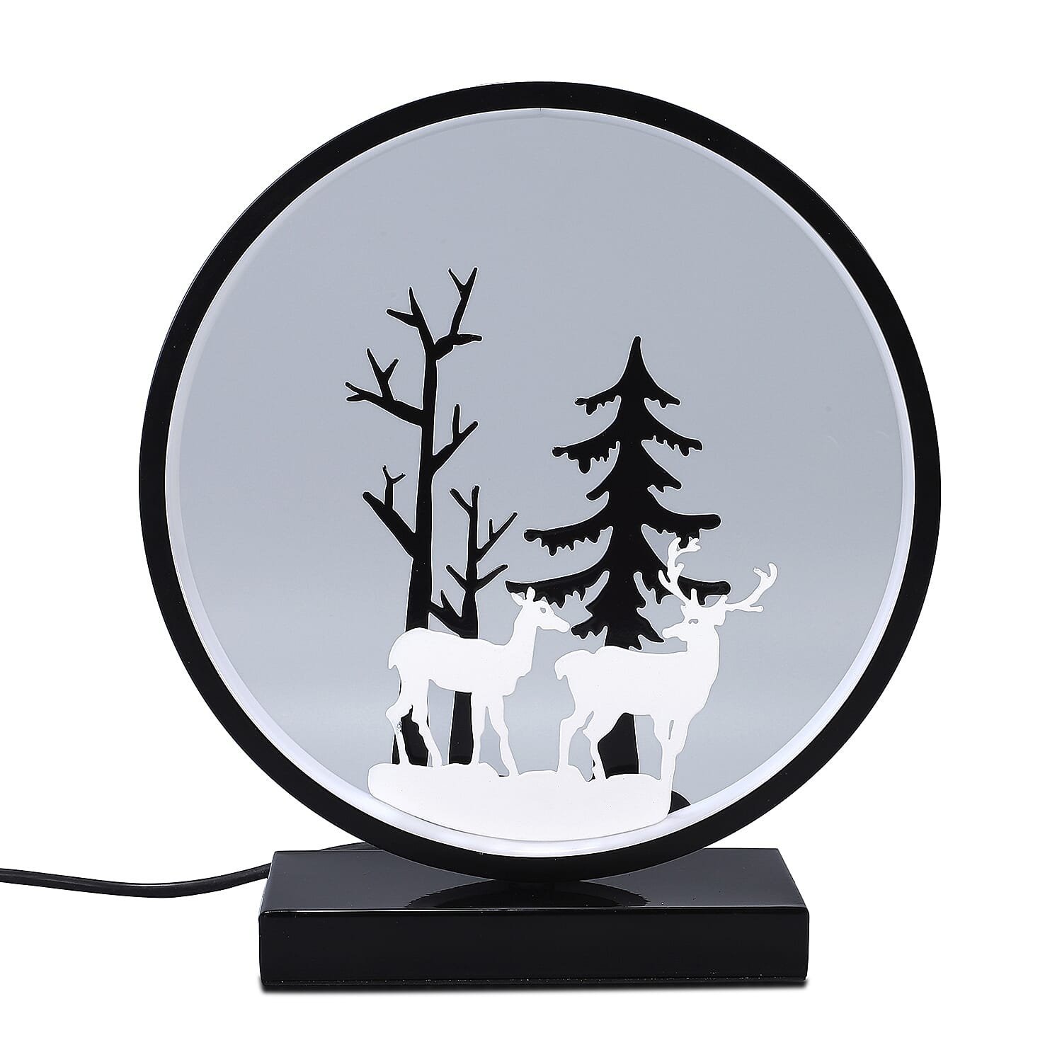 Circular Deer and Tree Pattern Table Lamp for Bedroom, Living Room, Office and Home DÃ©cor 6243870 0