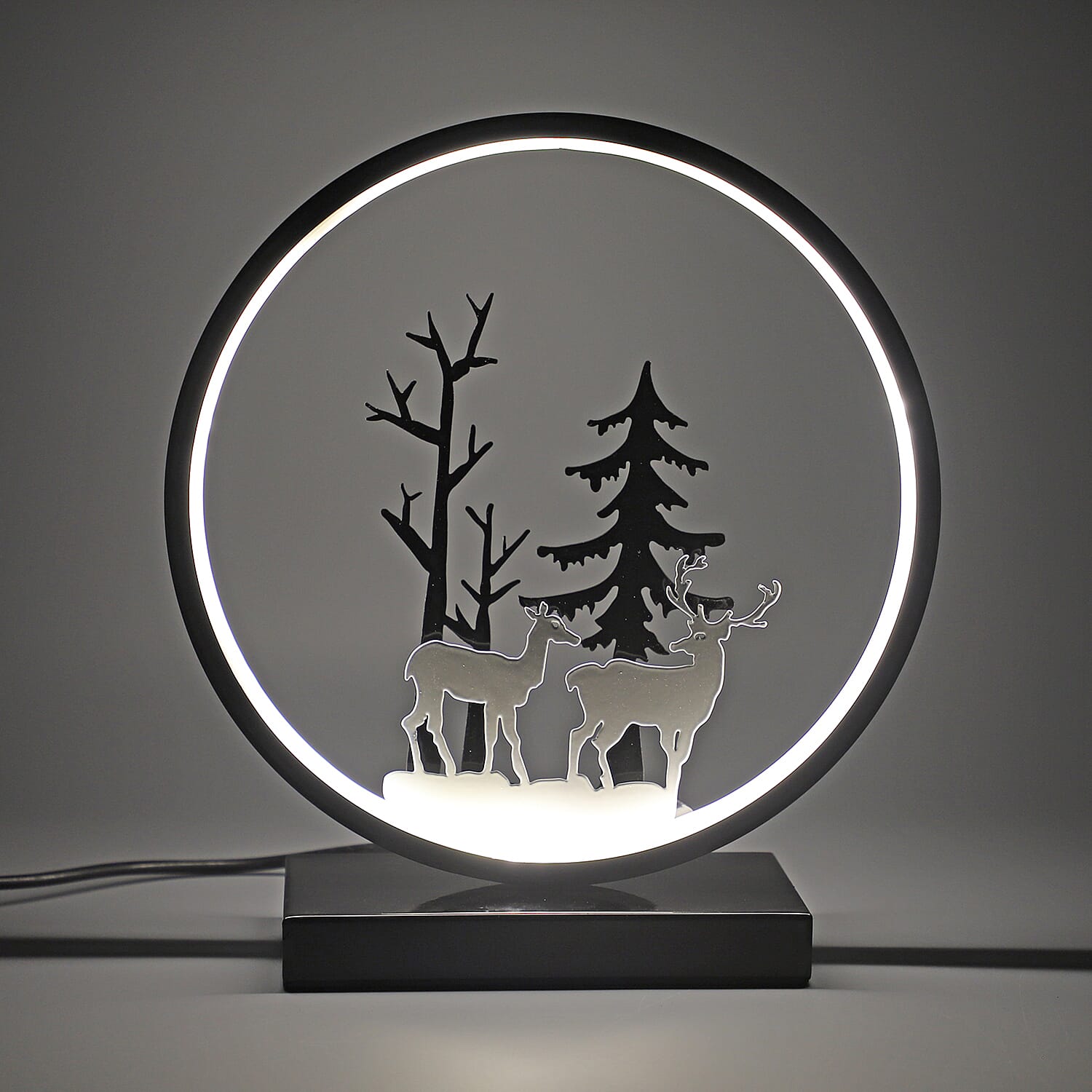 Circular Deer and Tree Pattern Table Lamp for Bedroom, Living Room, Office and Home DÃ©cor 6243870 2