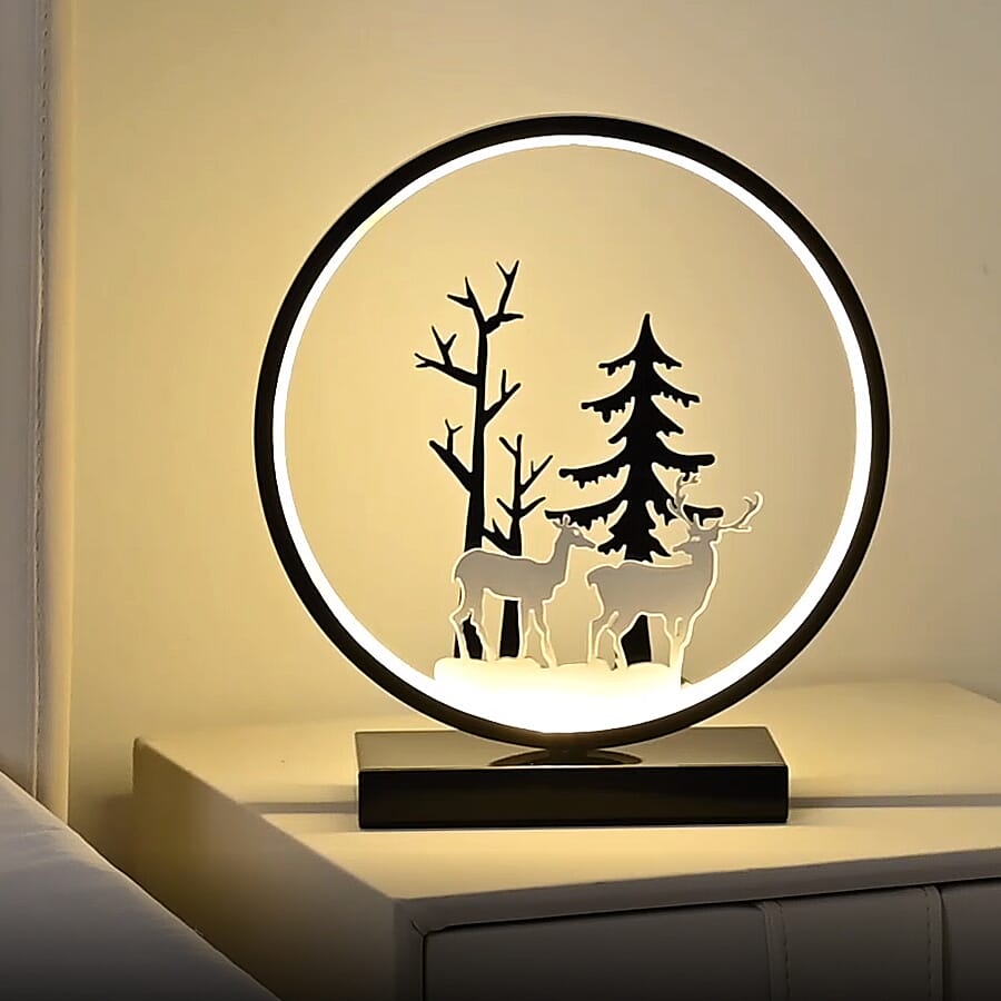 Circular Deer and Tree Pattern Table Lamp for Bedroom, Living Room, Office and Home DÃ©cor 6243870 3