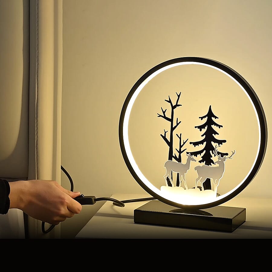 Circular Deer and Tree Pattern Table Lamp for Bedroom, Living Room, Office and Home DÃ©cor 6243870 4