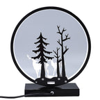 Circular Deer and Tree Pattern Table Lamp