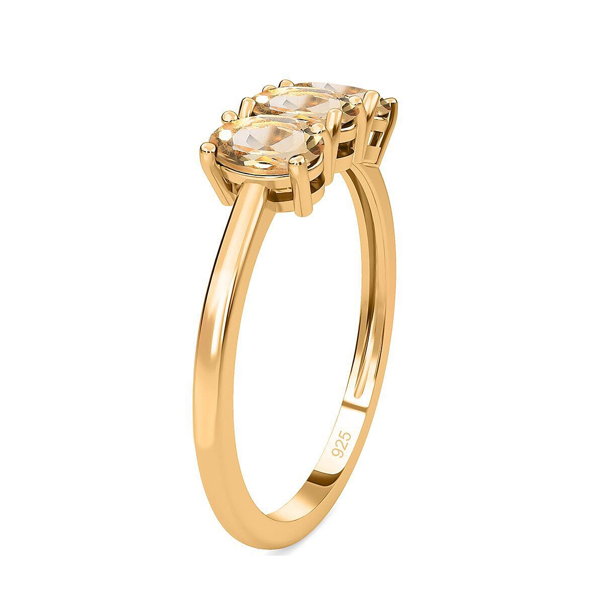 Citrine 3 Stone Ring in 18K Vermeil Yellow Gold Plated Sterling Silver 1.32 Ct. 7362876 7