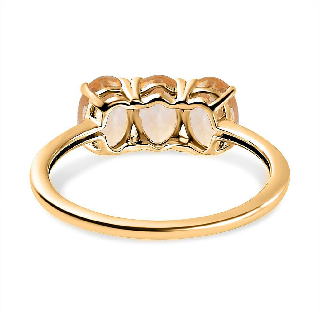 Citrine 3 Stone Ring in 18K Vermeil Yellow Gold Plated Sterling Silver 1.32 Ct.