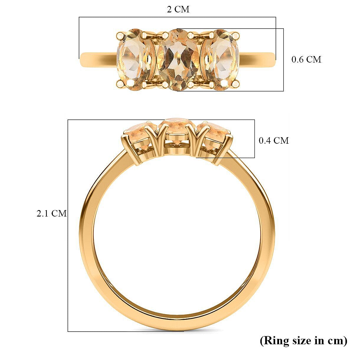 Citrine 3 Stone Ring in 18K Vermeil Yellow Gold Plated Sterling Silver 1.32 Ct. 7362876 11