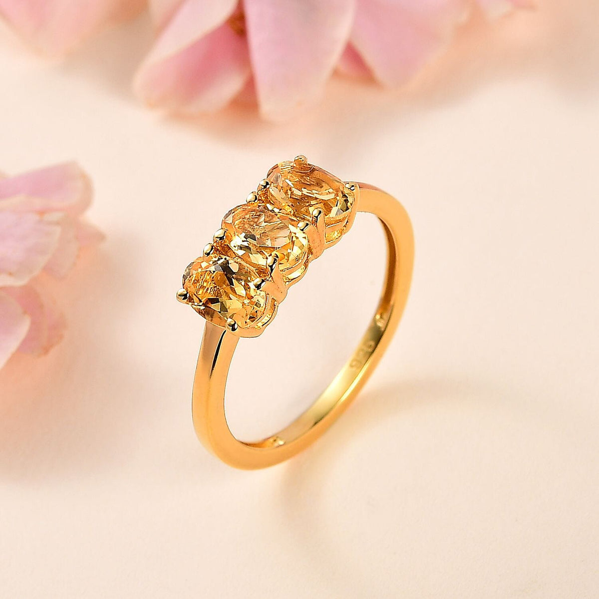 Citrine 3 Stone Ring in 18K Vermeil Yellow Gold Plated Sterling Silver 7706552 1