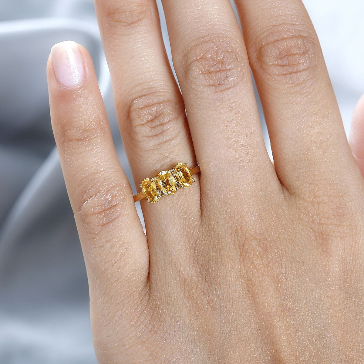 Citrine 3 Stone Ring in 18K Vermeil Yellow Gold Plated Sterling Silver 7706552 2
