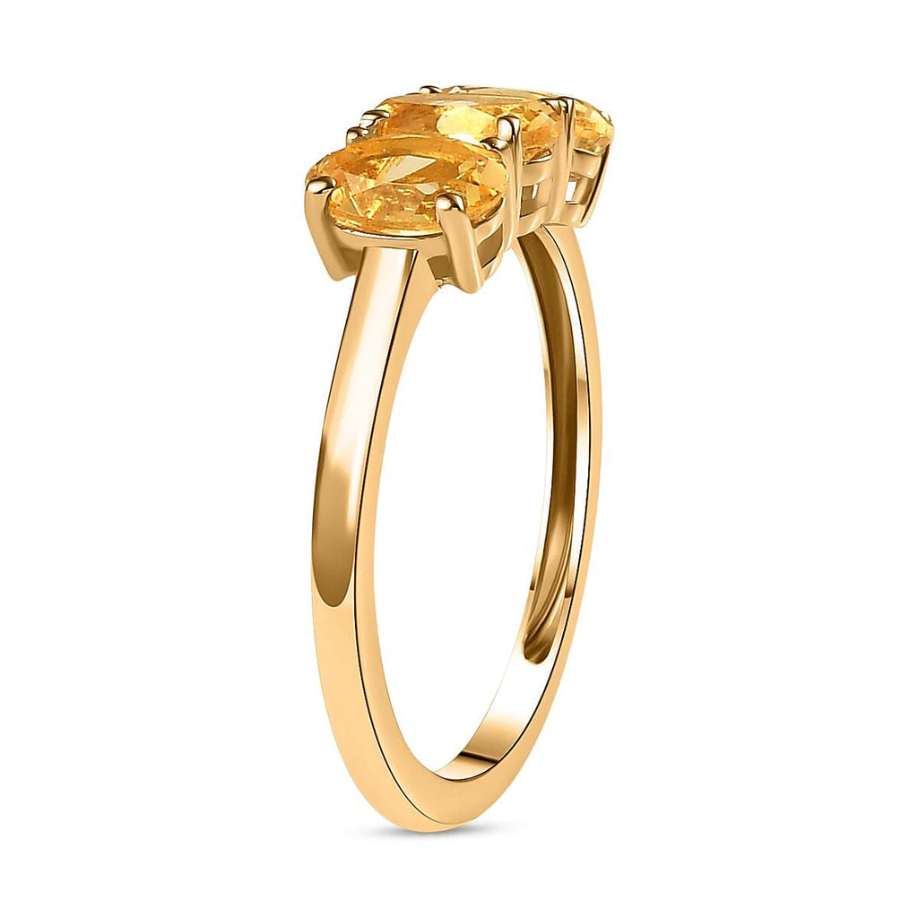 Citrine  3 Stone Ring in Vermeil YG Sterling Silver 1.50 ct  1.191  Ct.