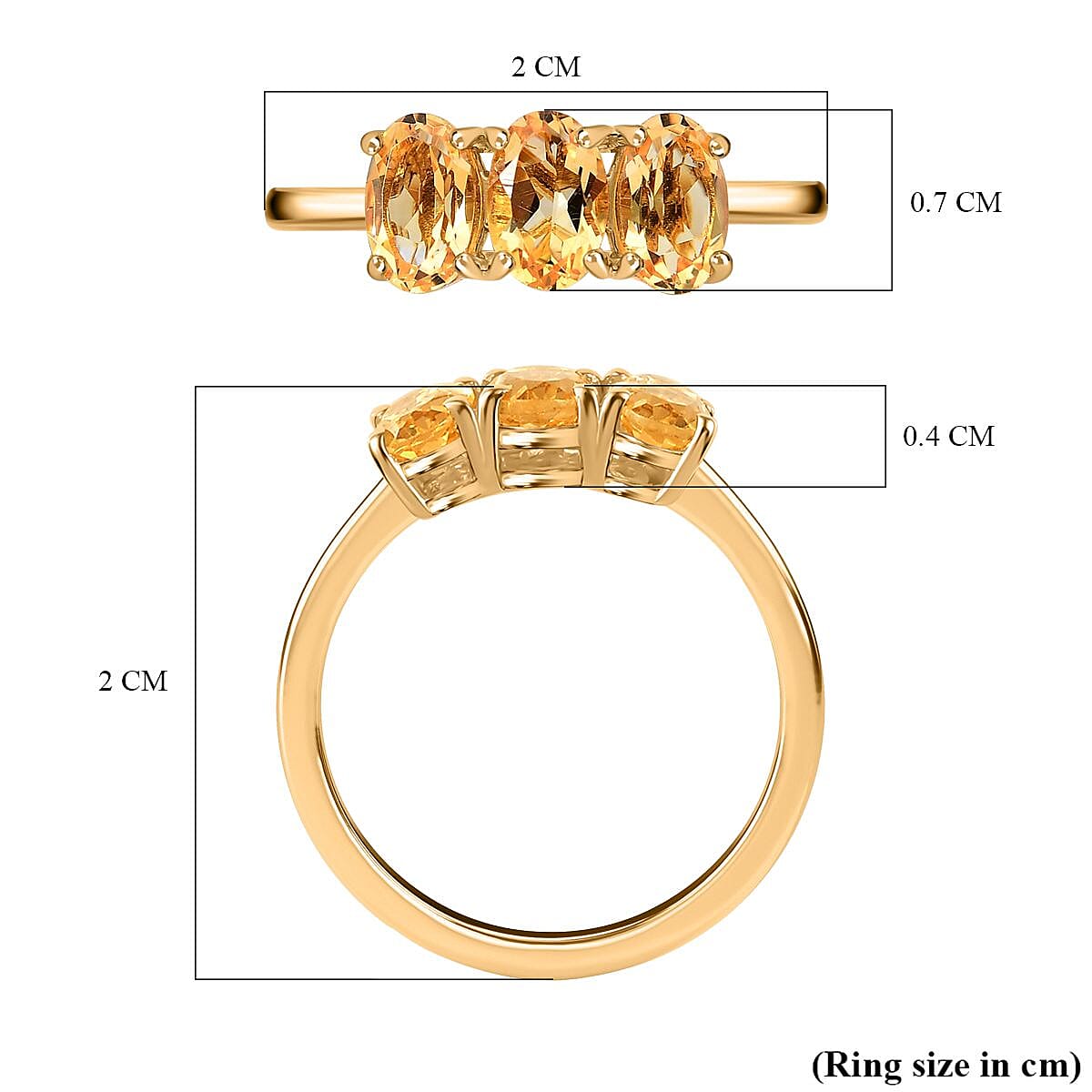 Citrine 3 Stone Ring in 18K Vermeil Yellow Gold Plated Sterling Silver 7706552 5