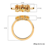 Citrine  3 Stone Ring in Vermeil YG Sterling Silver 1.50 ct  1.191  Ct.
